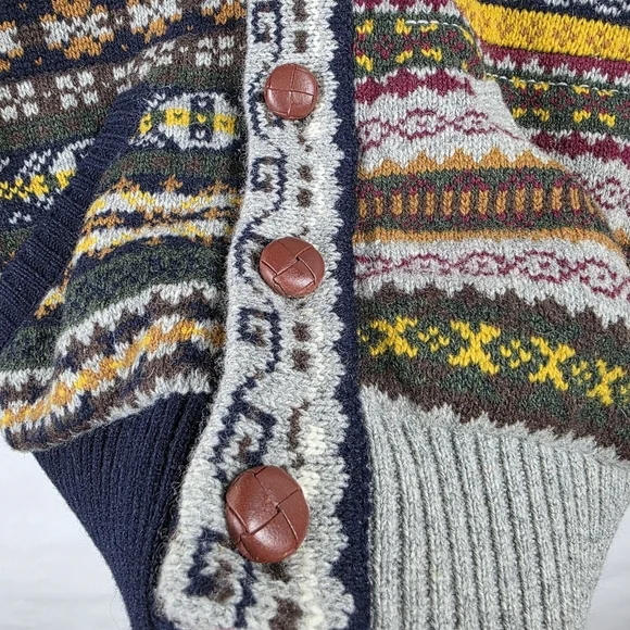 Le 31 Simons Nordic Folk tribal knit wool cardigan - Picture 9 of 10